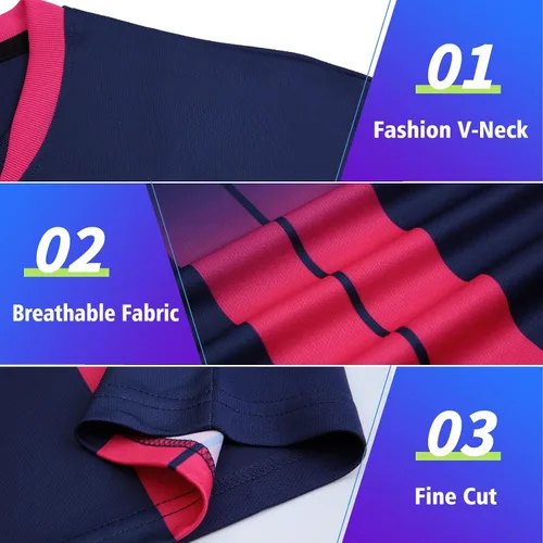 Miniatura 3 de VIPOKO Personalizar camiseta de fútbol pantalones cortos de manga larga para hombres y niños Número de nombre personalizado uniforme