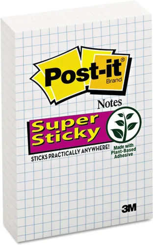 Miniatura 3 de Notas con pegamento Post-it Recycled, de 4 x 6 pulg., Colección Bali, 4 pads/paquetes, 45 hojas (4621-SSNRP), Blanco (White Grid)
