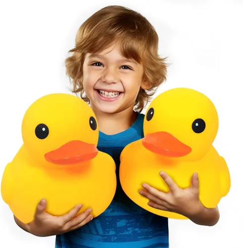 Miniatura 12 de 10.3 pulgadas Sin Agujero Gigante/Grande Impermeable Sin Ruido 'Bebe' Pato de Goma Divertido Amarillo/Ducikes Juguete de Baño/Piscina/Agua Sin