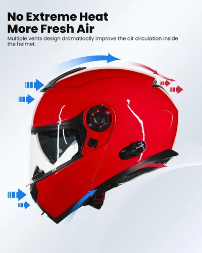 Miniatura 4 de ILM - Casco de motocicleta con Bluetooth modular, intercomunicación para 2-3 conductores, abatible, de cara completa, con doble visera, aprobado por
