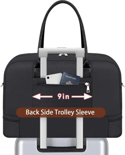 Miniatura 163 de IBFUN Bolsas de fin de semana para mujer, bolsa grande de lona para viaje, bolsa de viaje con compartimento para zapatos, 21 pulgadas, juego de 3