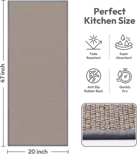 Miniatura 2 de Tapetes de cocina para piso, alfombra de cocina, antideslizante, lavable, absorbente para delante del fregadero, entrada, pasillo, tapete de puerta