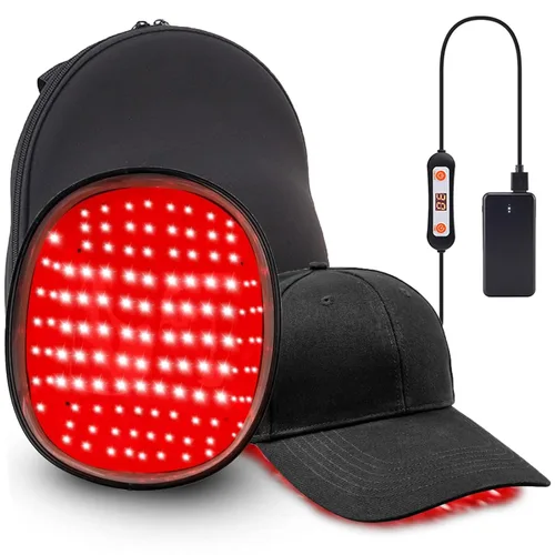 Gorra de crecimiento del cabello con luz roja, terapia de luz roja y azul mejorada para el crecimiento del cabello para hombres y mujeres, control