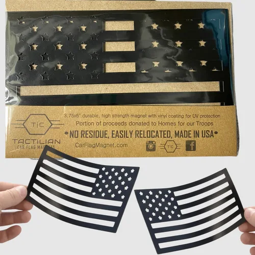 Miniatura 5 de TACTILIAN Calcomanías magnéticas de bandera estadounidense negra, imanes de bandera de Estados Unidos con estrella blanca para camiones