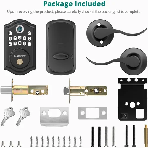 Miniatura 9 de AkaGear DS10 Pro - Cerradura de puerta de entrada sin llave con juego de manija de palanca, control de aplicación Bluetooth, cerraduras de puerta