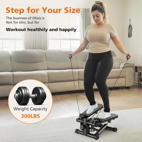 Miniatura 7 de OLIXIS Steppers para ejercicio en equipo de entrenamiento en casa, mini máquina de ejercicio para personas mayores, stepper de giro con bandas