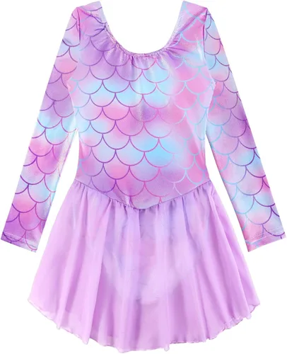 Leotardos de gimnasia con falda para niñas, tutú de ballet, vestido de danza, leopardo, sirena, unicornio, falda de gimnasia