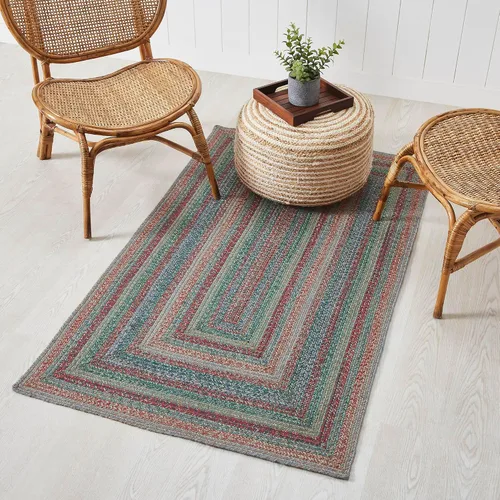Miniatura 15 de VHC Brands Alfombra de yute multi medio círculo con almohadilla 19.5x36