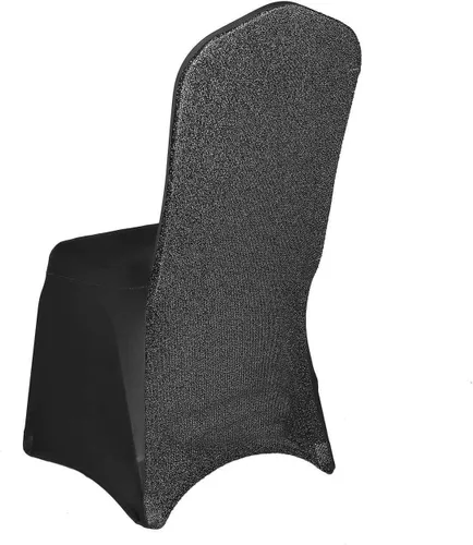 Miniatura 3 de Tableclothsfactory Funda elástica para silla de banquete de elastano negro con brillo metálico para eventos de comedor para banquete de boda