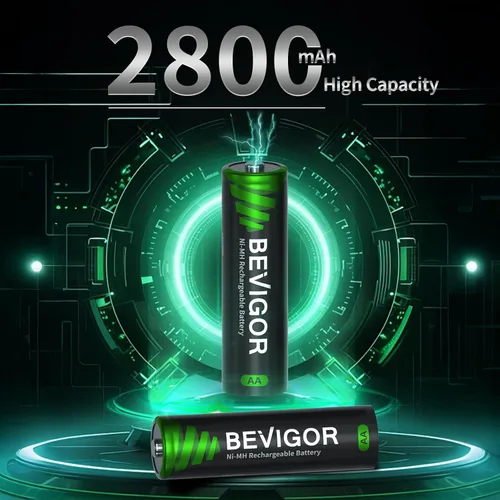 Miniatura 3 de BEVIGOR Paquete de 8 Baterías Recargables AA 1500 Ciclos, 2800 mAh de Alta Capacidad 1.2V NiMH Recargables Baterías AA de Baja Autodescarga Doble A