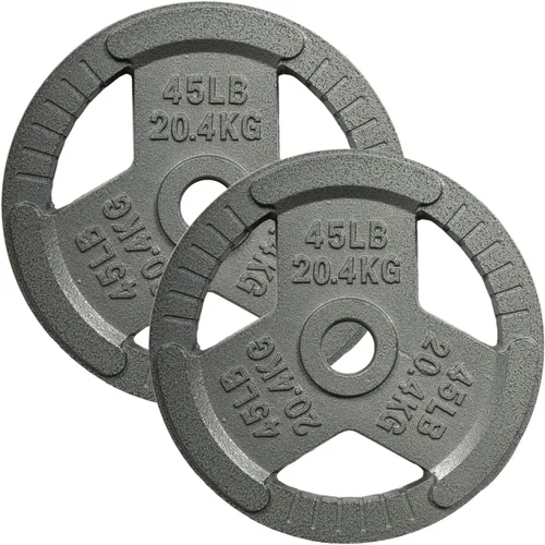 Miniatura 9 de Yes4All - Discos de pesas olímpicos de hierro fundido con asas tri-grip de 2 pulgadas, discos de pesas para levantamiento con acabado suave y A. 2.5