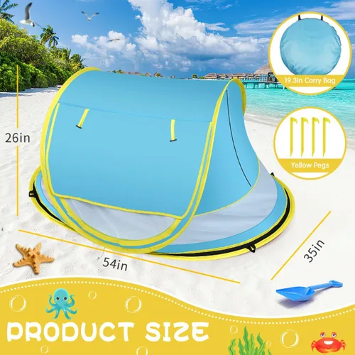 Miniatura 2 de Baby Beach Tent,Large Pop Up Beach Tent Sun Shade for Beach,Portable Baby Travel Tent with Mosquito Net,Indoor Baby Play Tent,UPF 50+ UV Protection