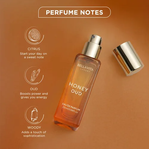 Miniatura 2 de Bella Vita Luxury Honey OUD Eau de Parfum Edición de Viaje Tamaño de Bolsillo 20 ml Perfumes Mini de Larga Duración para Mujeres Notas: Pachulí