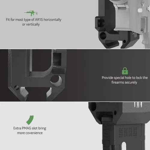 Miniatura 2 de Aoanoko Soporte de Pared para Arma, Estante para Armas con Material PA Absolutamente Fuerte y Sólido y Tratamiento Esmerilado, Sistema