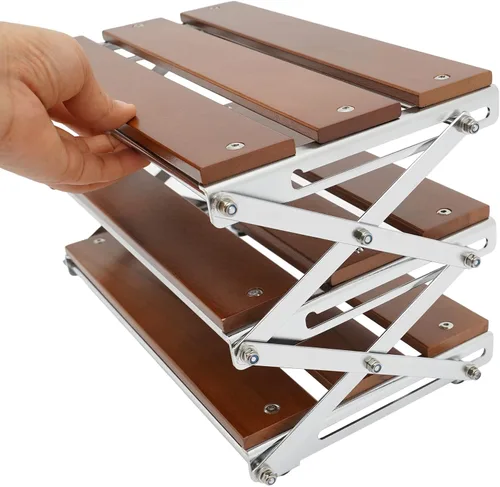 Miniatura 2 de Soporte de parrilla de 3 niveles para exteriores, mesa de picnic de madera portátil, mesa de trabajo exterior ligera, parrilla de patio trasero