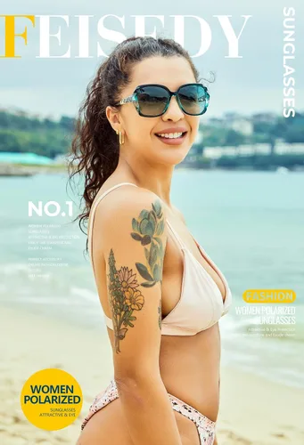Miniatura 3 de FEISEDY - gafas de sol polarizadas para mujer, marco compuesto brillante B2289