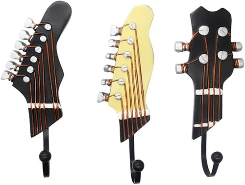Ganchos Decorativos con Forma de Guitarra Vintage Perchero Colgadores para Colgar Ropa Abrigos Toallas Llaves Sombreros Ganchos de Resina de Metal