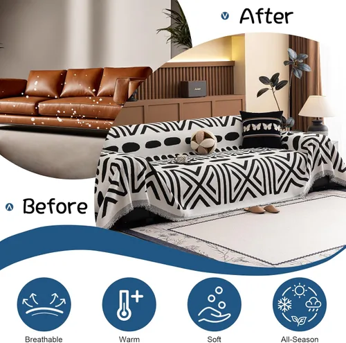 Miniatura 128 de VClife Fundas de sofá bohemio de felpilla para sofá seccional, fundas de sofá suaves y antideslizantes para sofá de 2 cojines, protector de muebles