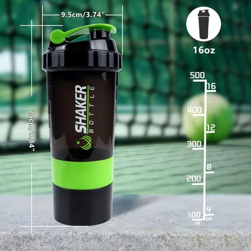 Miniatura 3 de XTK Shaker Bottle - Botellas mezcladoras de proteínas de 16 onzas con bola mezcladora, botella de agua deportiva portátil a prueba de fugas, taza