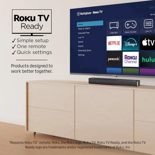 Miniatura 4 de Barra de Sonido Westinghouse para Smart TV, Barra de Sonido Compacta 2.0 con Dolby Atmos y Digital Plus, Sistema de Sonido Surround 120W para TV