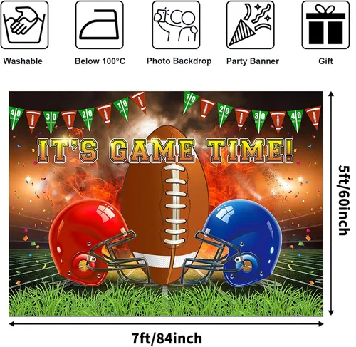 Miniatura 2 de Avezano Decoraciones de fútbol americano para fiestas, telón de fondo americano, decoraciones de fiesta de cumpleaños, tema de fútbol, "It's Game