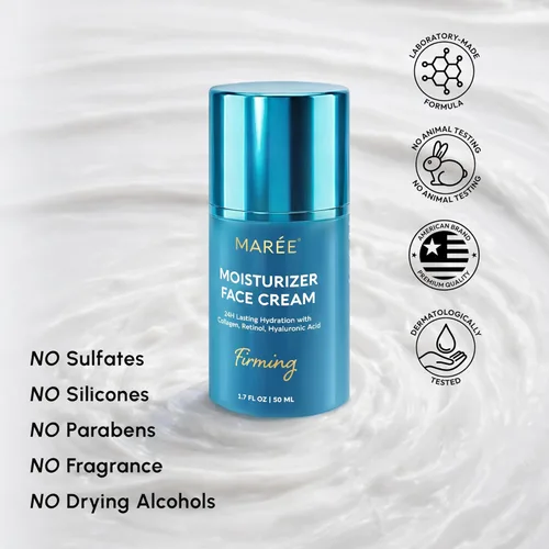 Miniatura 9 de MAREE Hidratante facial – Crema facial reafirmante y elevadora para mujeres con colágeno, retinol y ácido hialurónico – Día y noche