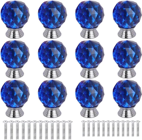 Miniatura 18 de 12 pomos de cristal de forma redonda de 1.18 pulgadas con tornillos, perilla de cajón para tirar, utilizada para cocina, tocador, puerta, armario