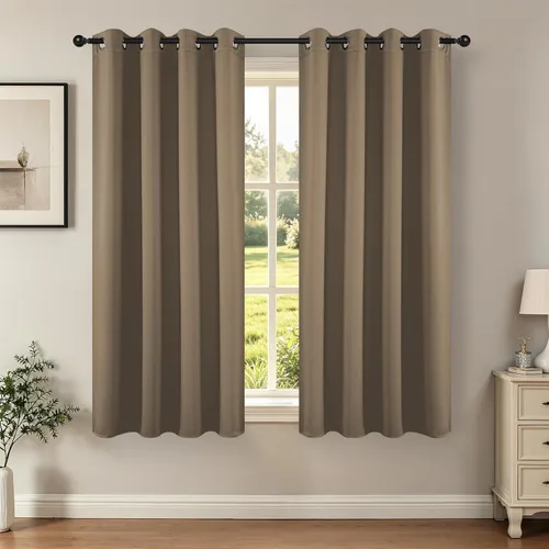 Miniatura 54 de Joydeco - Juego de 2 paneles de cortinas opacas de 63 pulgadas, 2 cortinas largas con aislamiento térmico burg, cortinas de oscurecimiento