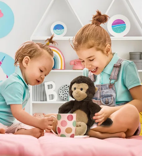 Miniatura 5 de DolliBu Peluche de mono – Animal de peluche súper suave, lindo peluche marrón de vida silvestre, adorable juguete de peluche esponjoso para niños