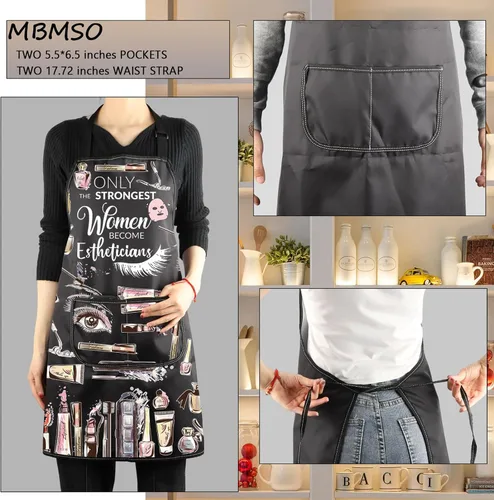 Miniatura 3 de MBMSO Delantal de esteticista con bolsillos, regalos para cosmetólogos, delantal de maquillaje, esteticistas, regalos de apreciación, regalo