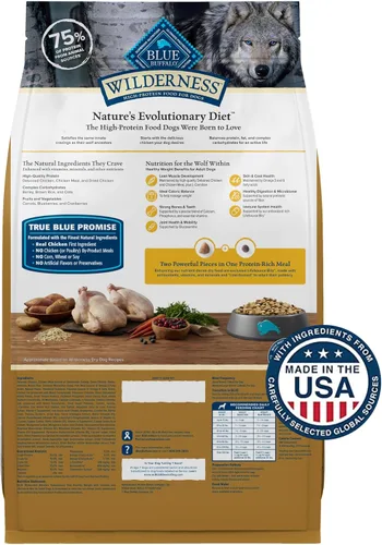 Miniatura 2 de Blue Buffalo Wilderness alimento seco para control de peso de perros adultos con pollo real más cereales saludables, receta alta en proteínas, hecho