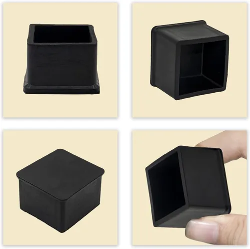 Miniatura 4 de Flyshop Tapas cuadradas de goma antideslizantes para patas de silla, protectores de suelo para muebles, 1-3/8 pulgadas x 1-3/8 pulgadas, color negro
