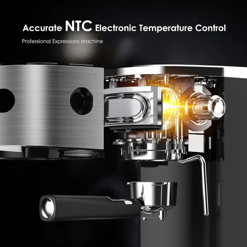 Miniatura 8 de COWSAR Máquina de café expreso comercial de 20 bares, cafetera compacta con espumador de leche, máquinas de café Expresso con tanque de agua