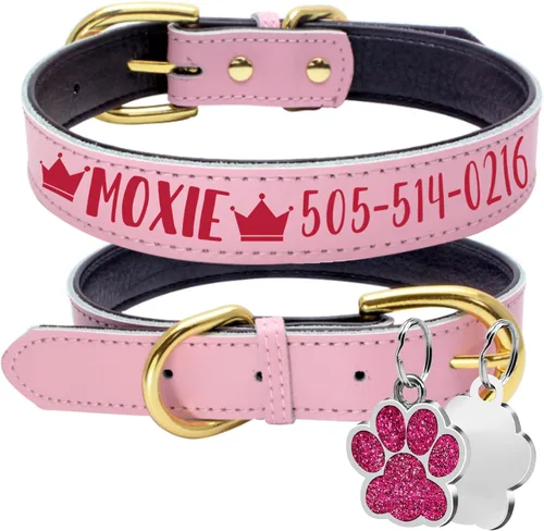 Miniatura 13 de Collares de perro personalizados, collar de perro de transferencia de calor con nombre y número de teléfono, collar de perro de cuero acolchado