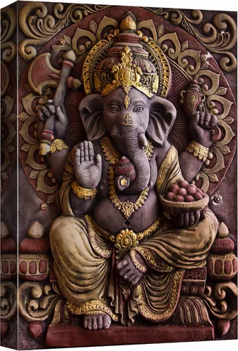 Miniatura 44 de wall26 Lienzo impreso para pared, escultura de Dios hindú Ganesha, fotografía cultural espiritual y religiosa, primer plano tradicional, multicolor