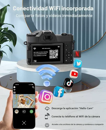 Miniatura 5 de FLATIC Cámaras para Fotografía, Cámara Digital 6K 64MP con WiFi y Micrófono para Youtuber, Cámara de Videoblogs con Zoom 16X y Pantalla Giratoria