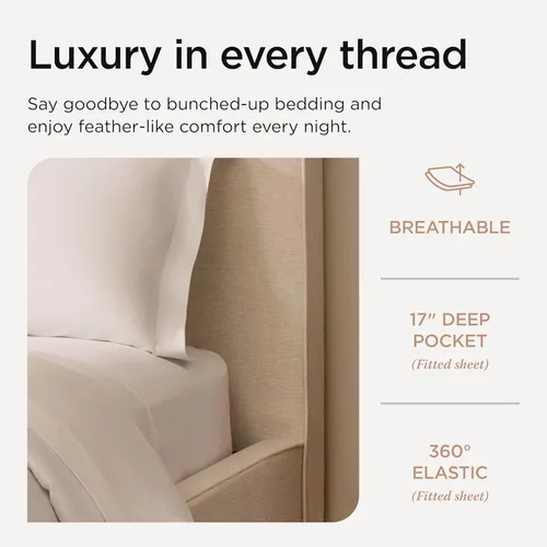 Miniatura 5 de Threadmill Sábanas 100% de algodón Supima americano, tamaño King, 1000 hilos, juego de sábanas de 4 piezas, sábana de satén suave, sábana de cama