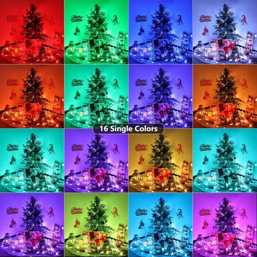 Miniatura 2 de Toodour Guirnalda de luces RGB de 66 pies, 200 luces LED que cambian de color con control remoto y temporizador, luces pastel impermeables
