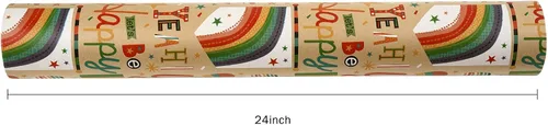 Miniatura 6 de RUSPEPA - Rollo de papel de estraza para envolver regalos, diseño de cumpleaños; ideal para cumpleaños, fiesta, baby shower; 24 pulgadas x 100 pies