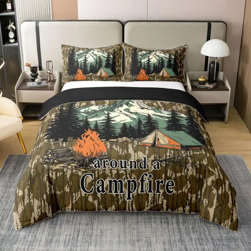 Miniatura 9 de Erosebridal American Flag 100% Cotton Bedding Set Twin Army Green Camo Duvet Cover Bear Claw Hunting Theme Comforter Cover Camoflage Camping