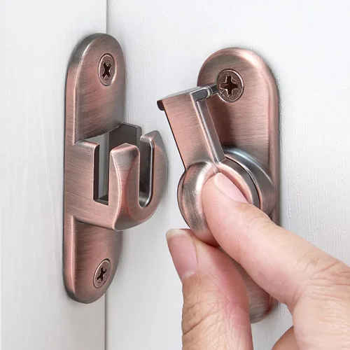 Miniatura 14 de INIRET Paquete de 2 cierres blancos para puerta de granero, cerradura de puerta de 90/180 grados, herrajes para puerta abatible, cierre de puerta