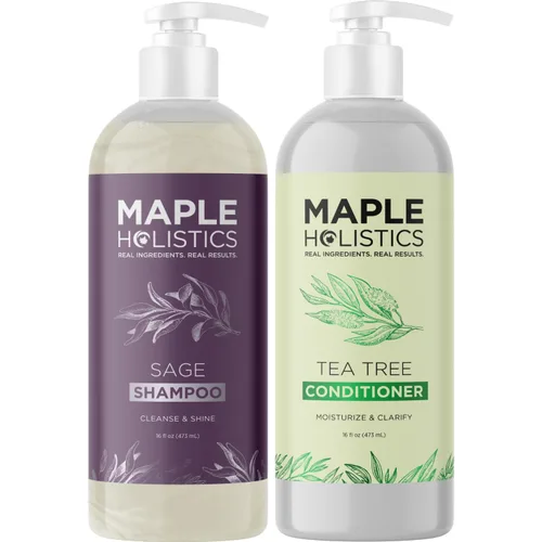 Miniatura 9 de Set de champú y acondicionador sin sulfato – Champú y acondicionador de árbol de té salvia y romero para el cuidado del cuero cabelludo seco