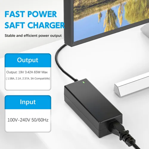 Miniatura 2 de Cable de alimentación de 19 V compatible con monitor HP de 20" 21.5" 23" 23.8" 25" 27"; 22cwa 25vx 22bw 23bw 23cw 24ea 24es 25bw 25es 25xw 27bw 27xi