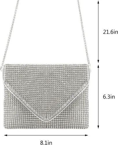 Miniatura 7 de Naimo Bolso cruzado con diamantes de imitación de cristal brillante para noche, sobre para teléfono celular, para fiesta, baile de graduación