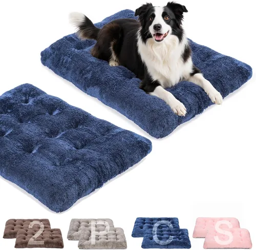 Miniatura 14 de POMIU Paquete de 2 camas lavables para perros, camas de felpa de lujo con antideslizante, lavable a máquina, tapete para dormir para perros grandes