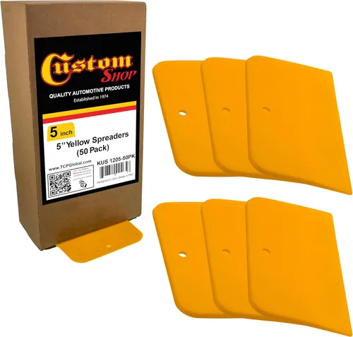 Custom Shop Herramientas esparcidoras de plástico de 5 pulgadas para rellenos de carrocería automotriz (paquete de 50), masillas, esmaltes, resina