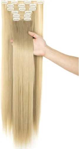 Miniatura 7 de Extensiones de pelo de 24 a 26 pulgadas, 6 unidades, 16 clips rizados, ondulados, rectos, gruesos, clip en extensiones de pelo sintético.