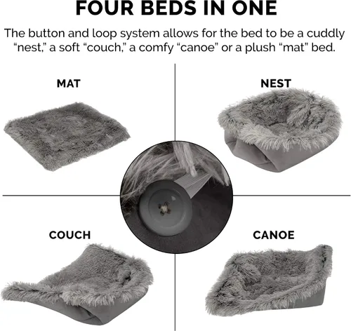 Miniatura 6 de Furhaven Cama para mascotas para gatos y perros pequeños – Cama térmica, auto-calentable, convertible, de piel y gamuza para gatos, lavable
