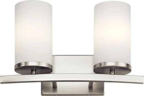 Miniatura 27 de Kichler Crosby 45495NI - Aplique de pared de 9.25 pulgadas en níquel cepillado, 1 luz contemporánea para pasillo o baño con cristal de ópalo