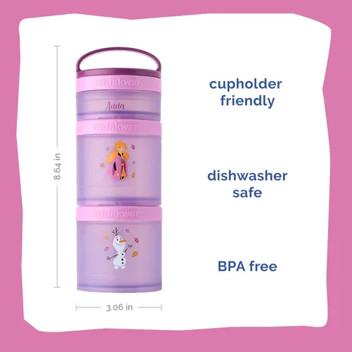 Miniatura 2 de Whiskware Disney Princess Frozen, recipientes apilables para aperitivos para niños, contenedores duraderos de almacenamiento de alimentos para Anna